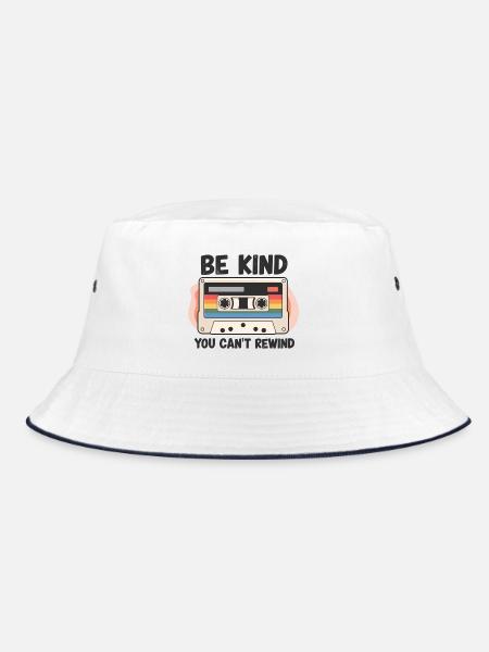 Sei FREUNDLICH, du kannst Vintage-Retro-Kassette nicht zurückspulen - Bucket Hat - Weiß/Navy