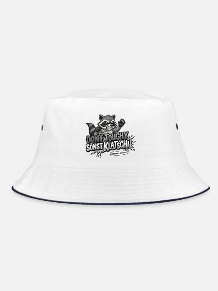 Dont Touchy Sonst Klatschi Waschbär - Bucket Hat - Weiß/Navy