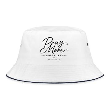 Bete mehr, sorge dich weniger - Bucket Hat - Weiß/Navy - Vorne