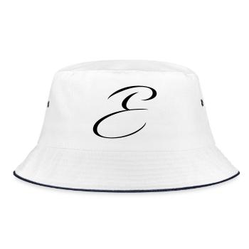 Name mit E Initiale für Emma Emilia Elias Emil - Bucket Hat - Weiß/Navy - Vorne