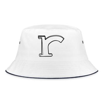 Kleinbuchstabe r handgezeichnet - Bucket Hat - Weiß/Navy - Vorne