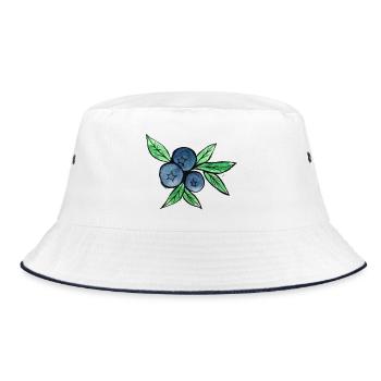 Blaubeer-Aquarellzweige - Bucket Hat - Weiß/Navy - Vorne