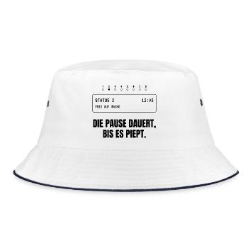 Die Pause dauert, bis es piept. - Bucket Hat - Weiß/Navy - Vorne