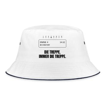 Die Treppe. Immer die Treppe. Rettungsdienst - Bucket Hat - Weiß/Navy - Vorne