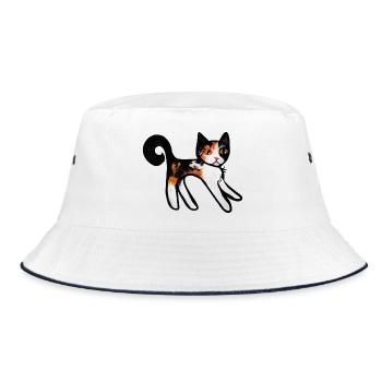 Calico Verspielte Katzen-Silhouette - Bucket Hat - Weiß/Navy - Vorne
