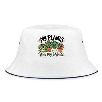 Botanische Pflanzenmama Gärtnerin Grüne Daumen-Dame Kunst - Bucket Hat - Weiß/Navy - Vorne