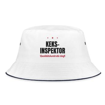 Keks-Inspektor – Qualitätskontrolle läuft - Bucket Hat - Weiß/Navy - Vorne