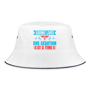Anesthesiologist One Sedation At Time Anesthesia - Bucket Hat - Weiß/Navy - Vorne