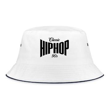 90er-Jahre-Klassiker HipHop - Bucket Hat - Weiß/Navy - Vorne
