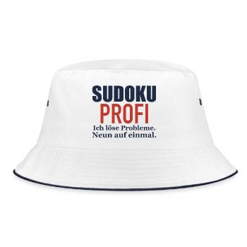 Sudoku Profi – Ich löse Probleme - Bucket Hat - Weiß/Navy - Vorne