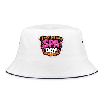  I Thought This Was A Spa Day Lustiger Wellness - Bucket Hat - Weiß/Navy - Vorne
