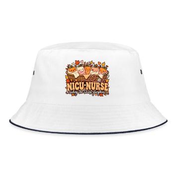 NICU-Nurse: Die kleinsten Kürbchen - Bucket Hat - Weiß/Navy - Vorne