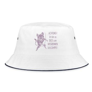 Dicke Katze, zu dick zum Wegrennen - Bucket Hat - Weiß/Navy - Vorne