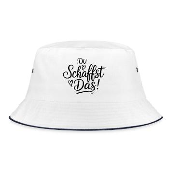 Du schaffst das Wir schaffen das Sprüche Mann Frau - Bucket Hat - Weiß/Navy - Vorne
