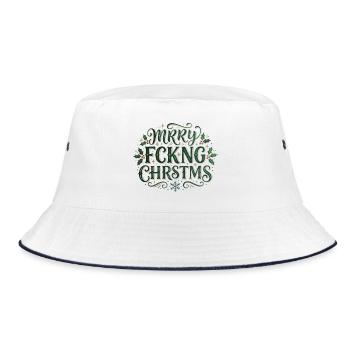 Merry Chrstms – frecher Weihnachtsspruch - Bucket Hat - Weiß/Navy - Vorne