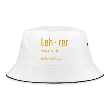 Lehrer Substantiv Definition Schule Geschenk - Bucket Hat - Weiß/Navy - Vorne