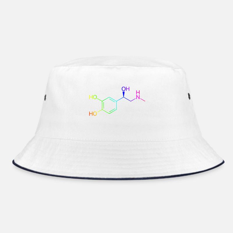 Adrenalin Molekül - Regenbogenfarben - Bucket Hat - Weiß/Navy