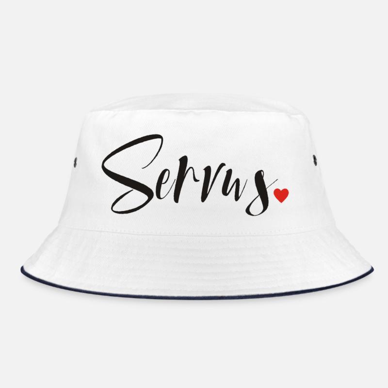 Servus - Hallo und Tschüss - Bucket Hat - Weiß/Navy