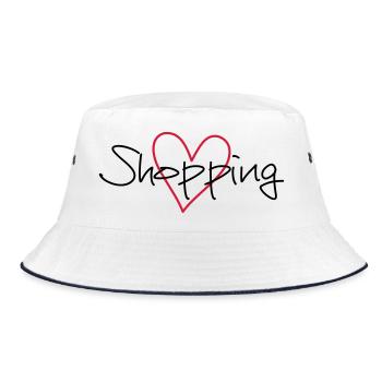 shopping Herz Ich liebe shopping Geschenk - Bucket Hat - Weiß/Navy - Vorne