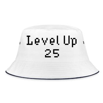 Level Up - 25th Birthday - Bucket Hat - white/navy - Front