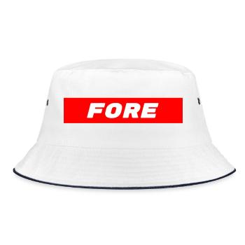 FORE Golf Attention - Golf Golfers Golfing - Bucket Hat - white/navy - Front