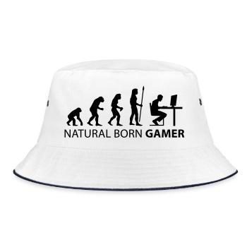 evolution natural born gamer - Bucket Hat - white/navy - Front