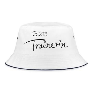 Beste Trainerin - Bucket Hat - Weiß/Navy - Vorne