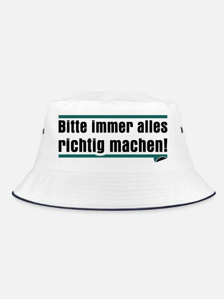 Bitte immer alles richtig machen - Bucket Hat - Weiß/Navy - Vorne