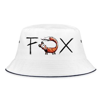 Fuchs Schriftzug - Füchse - Wildtier - Raubtier - Bucket Hat - Weiß/Navy - Vorne