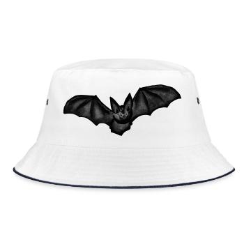 Fledermaus - Bucket Hat - Weiß/Navy - Vorne
