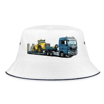 Tieflader mit Bagger - Bucket Hat - Weiß/Navy - Vorne