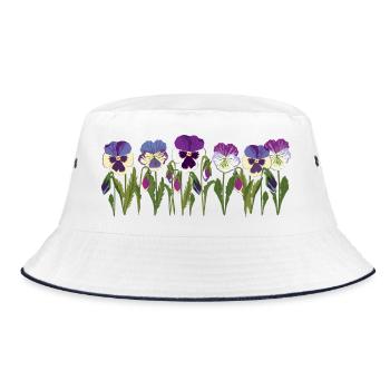 Rangée de fleurs de pensée en violet - Bob - blanc/marine - Devant