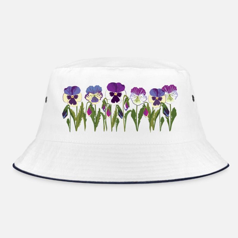 Rangée de fleurs de pensée en violet - Bob - blanc/marine