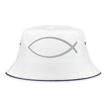 Ichtus fish silver - Bucket Hat - white/navy - Front