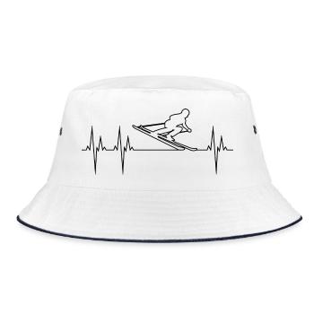 Alpine Skiing Grand Slalom Electrocardiogram ECG Ski - Bucket Hat - white/navy - Front