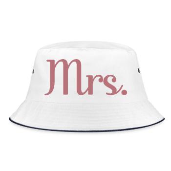 Mrs. Matching Couple Engagement Wedding Honeymoon - Bucket Hat - white/navy - Front