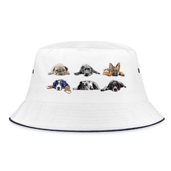 Pug Labrador German Shepherd Bernese Bulldog Pointer - Bucket Hat - white/navy - Front