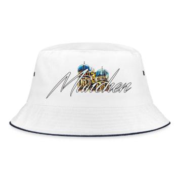 München Script - Bucket Hat - Weiß/Navy - Vorne