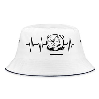 pulse, fat cat, flying, cats, jump, heartbeat - Bucket Hat - white/navy - Front