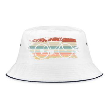 Regenbogen gestreiftes Fahrrad - Bucket Hat - Weiß/Navy - Vorne