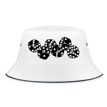 Sechs Würfel nebeneinander - Bucket Hat - Weiß/Navy - Vorne