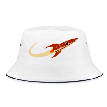 Red Space Rocket - Bucket Hat - white/navy - Front