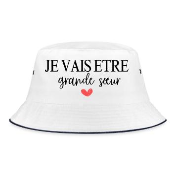 Ich werde eine große Schwester sein - Bucket Hat - Weiß/Navy - Vorne