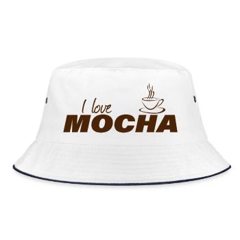 I LOVE MOCHA - Bucket Hat - white/navy - Front