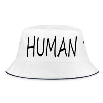 Schriftzug Human LGBT - Bucket Hat - Weiß/Navy - Vorne