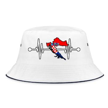 Kroaten Kroate Kroatin Hrvatska Herzschlag - Bucket Hat - Weiß/Navy - Vorne