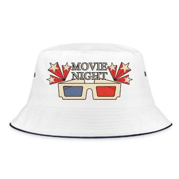 Retro Movie Night 3D Glasses Design - Bucket Hat - white/navy - Front