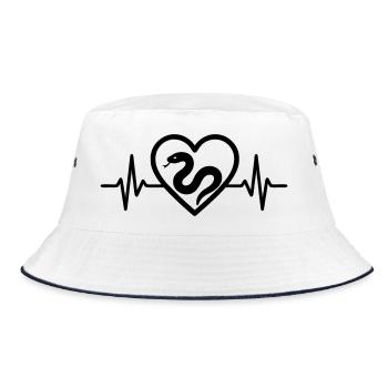 Schlange Herz - Bucket Hat - Weiß/Navy - Vorne