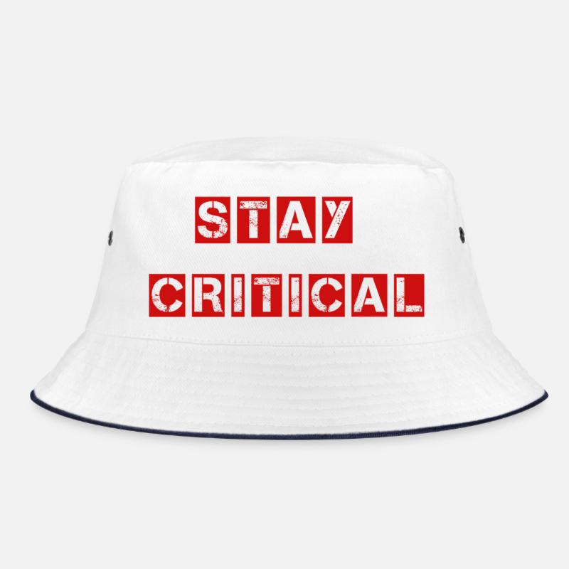 Stay Critical Shirt - Question Everything - Bucket Hat - white/navy