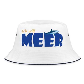 ICH WILL MEER - Bucket Hat - Weiß/Navy - Vorne